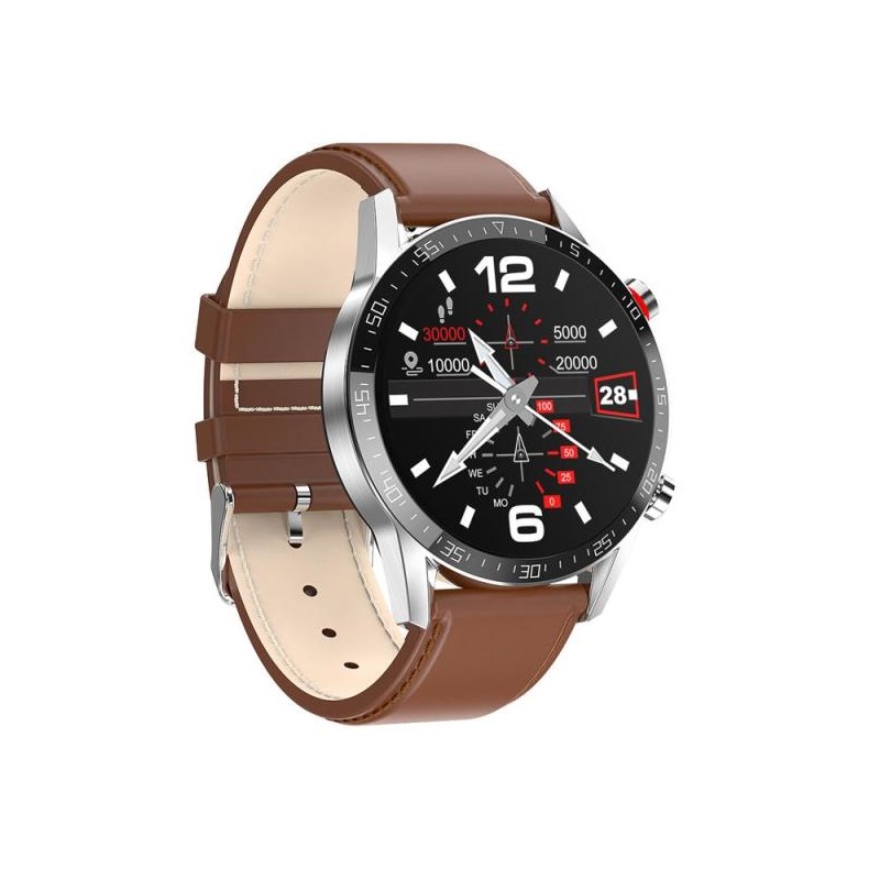 Ceas smartwatch xk fitness l13 cu moduri sportive, nivel oxigen, ritm cardiac, piele, maro