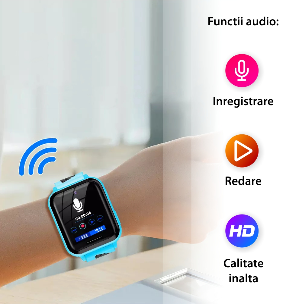 Ceas Smartwatch Pentru Copii YQT A2Z FARA GPS, cu Functie telefon, 7 Jocuri, Camera, Album, Lanterna, Albastru