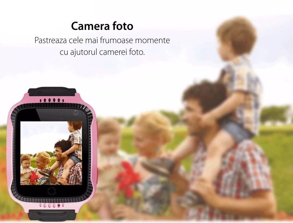 Ceas SmartWatch Pentru Copii Motto G900A cu Localizare GPS, Functie Telefon, Monitorizare remote, Istoric, Roz