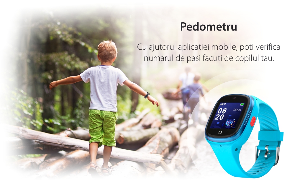 Ceas SmartWatch Pentru Copii Motto LT06 cu Localizare GPS, Functie Telefon, Geofence, Buton SOS, Pedometru, Negru