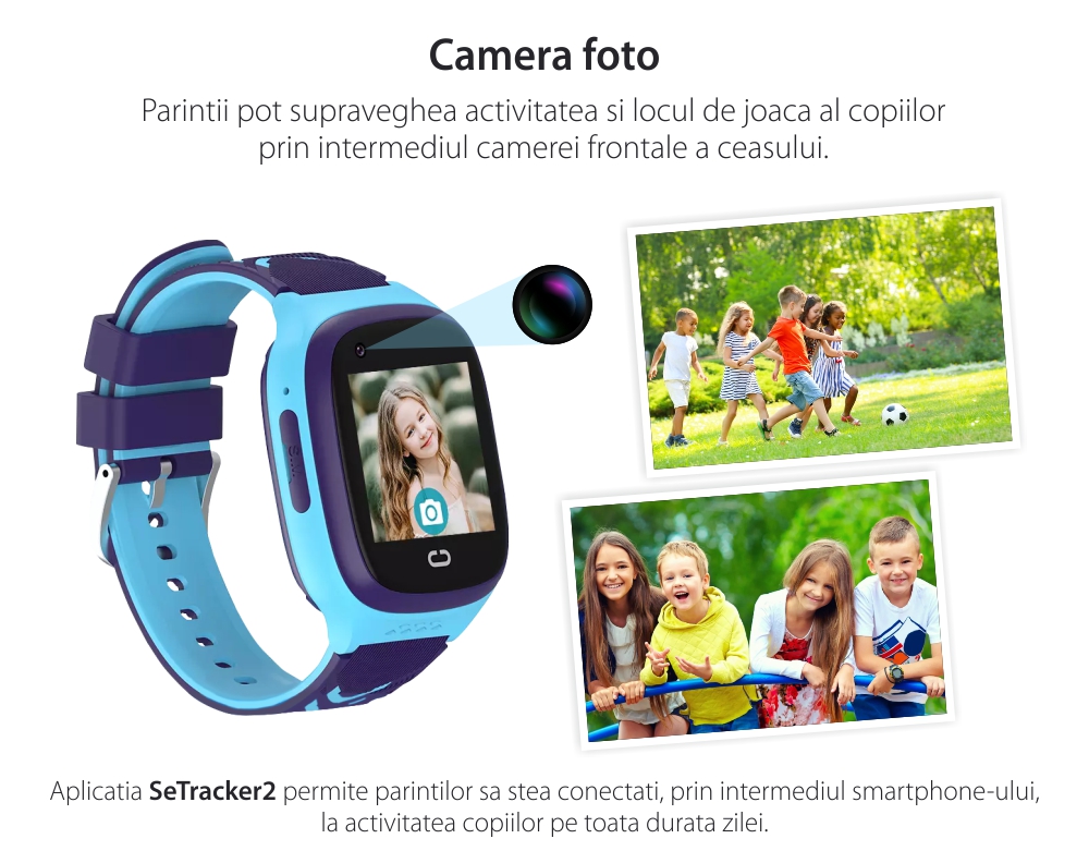 Ceas SmartWatch Pentru Copii Motto LT31 cu Localizare GPS, Functie telefon, Buton SOS, Albastru