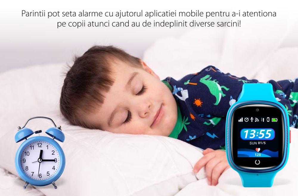 Ceas SmartWatch Pentru Copii Motto LT06 cu Localizare GPS, Functie Telefon, Geofence, Buton SOS, Pedometru, Negru