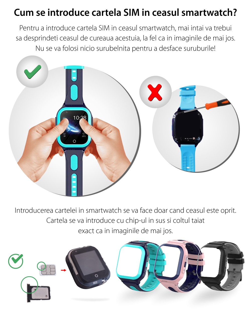 Ceas Smartwatch Pentru Copii Wonlex KT24S cu Localizare GPS, Functie Telefon, Istoric, Contacte, Chat, Negru