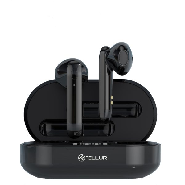 Casti Bluetooth Flip True Wireless In-Ear, Charging box, 25 mAh, Negru Bluetooth imagine noua