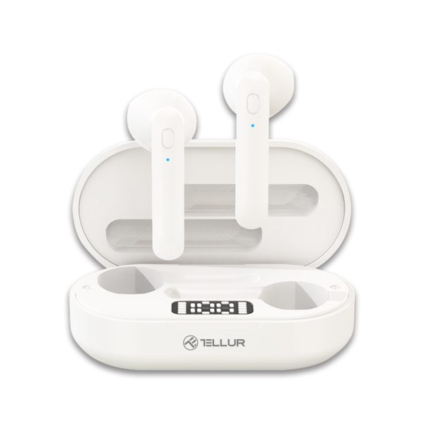 Casti Bluetooth Flip True Wireless In-Ear, Charging box, 25 mAh, Alb Alb imagine noua
