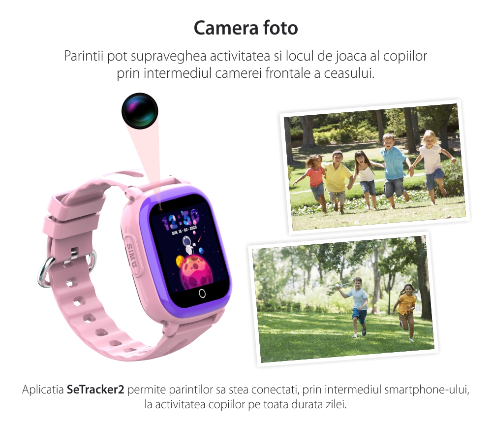 Ceas Smartwatch Pentru Copii KT10S cu Functie Telefon, Istoric, Camera, Pedometru, Alarma, Albastru