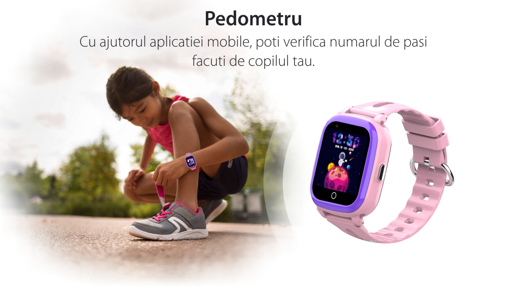 Ceas Smartwatch Pentru Copii Wonlex KT24S cu Localizare GPS, Functie Telefon, Istoric, Contacte, Chat, Negru