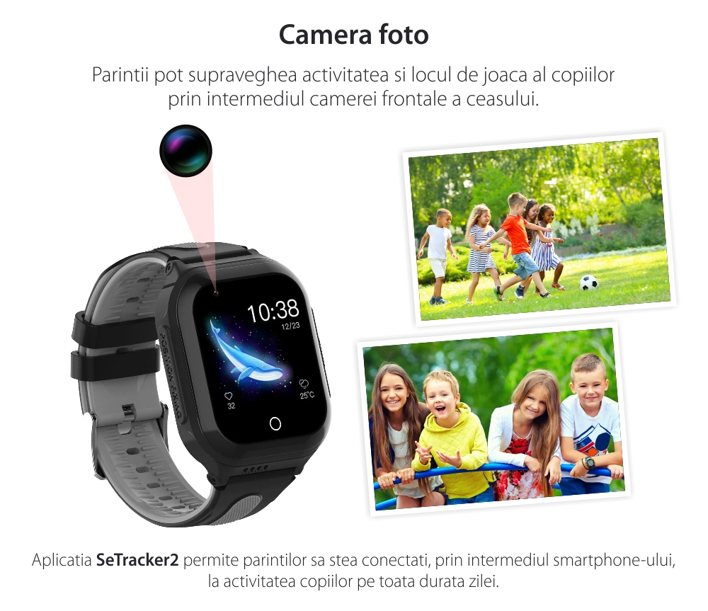 Ceas Smartwatch Pentru Copii Wonlex KT24S cu Localizare GPS, Functie Telefon, Geofence, Istoric, Contacte, Chat, Albastru