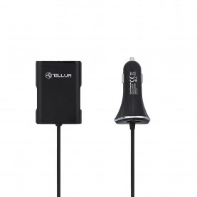 Incarcator de Masina cu Extensie Tellur, 4 Porturi USB, 9.6A, 1.8m, Negru