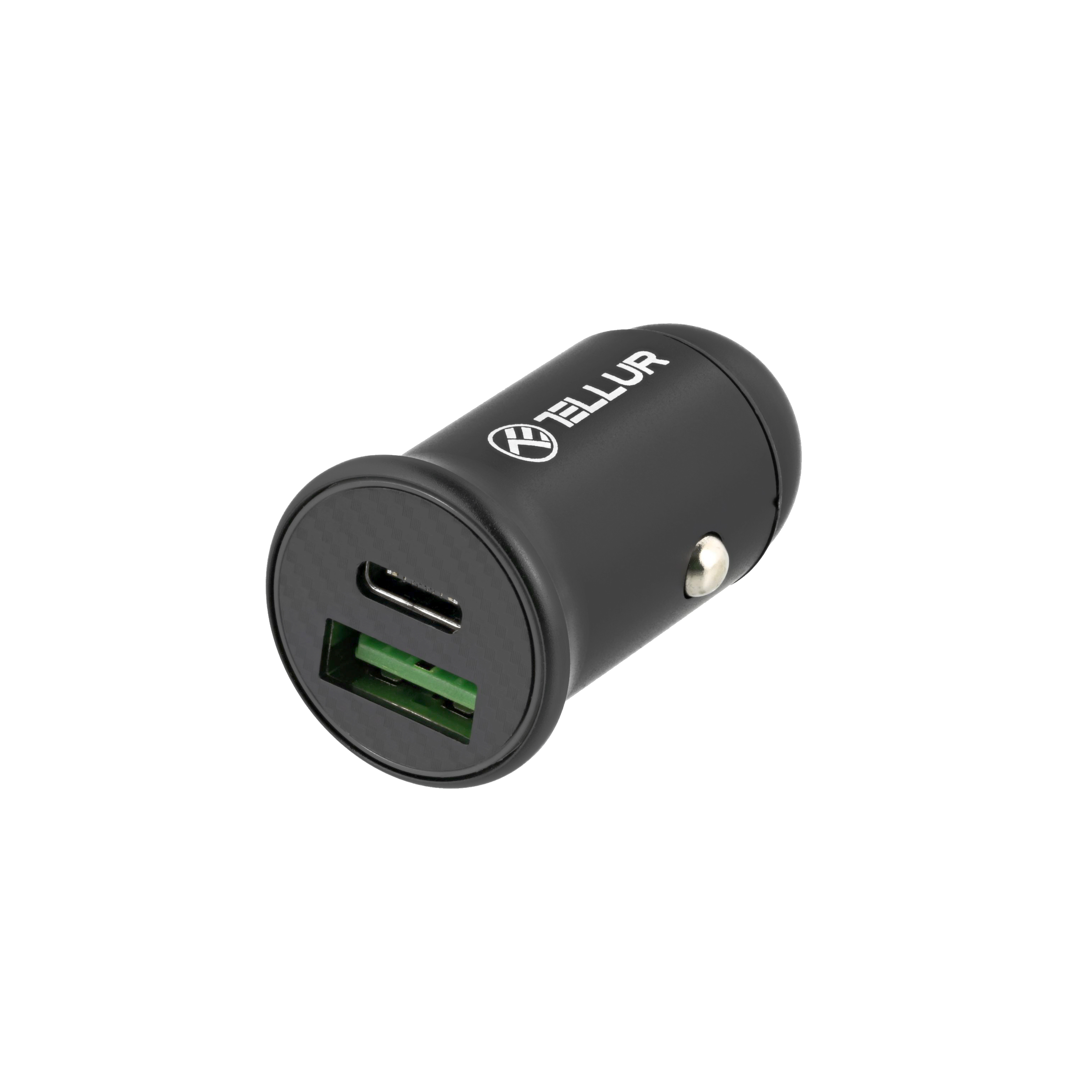 Incarcator Auto Tellur PD60W, SuperCharge, QC30W, FCC7, DC 12-24V, Aluminiu, Negru 12-24V imagine noua idaho.ro