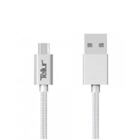 Cablu de Date si Incarcare Tellur USB – Micro USB, Naylon, 1m, Argintiu