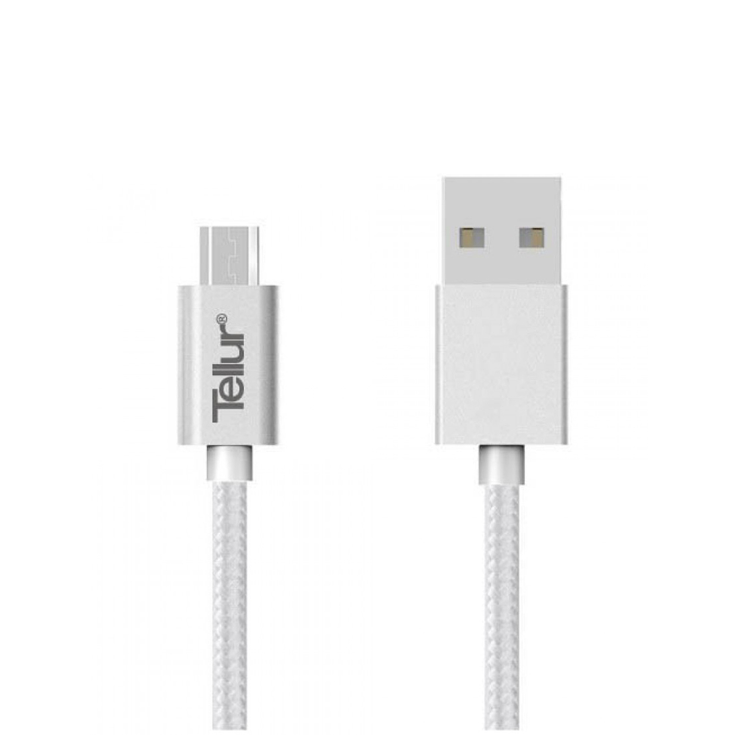 Cablu de date si incarcare tellur usb – micro usb, naylon, 1m, argintiu