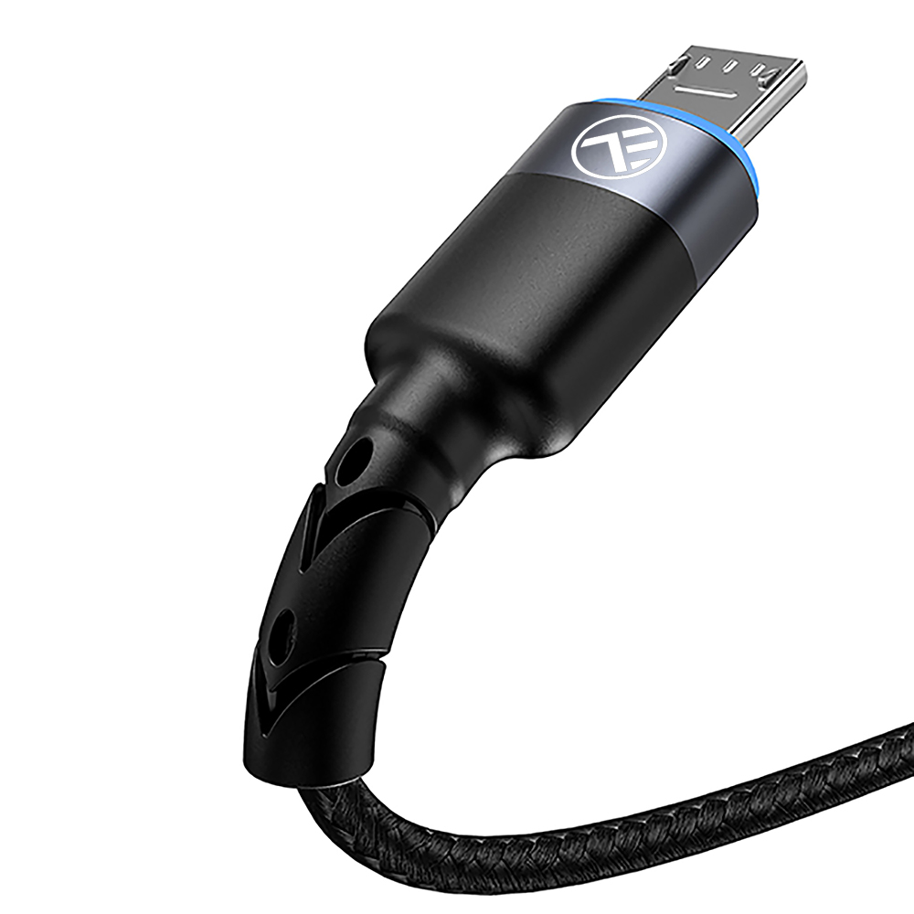 Cablu Date si Incarcare Tellur Micro USB cu LED, Naylon, 2m, Negru