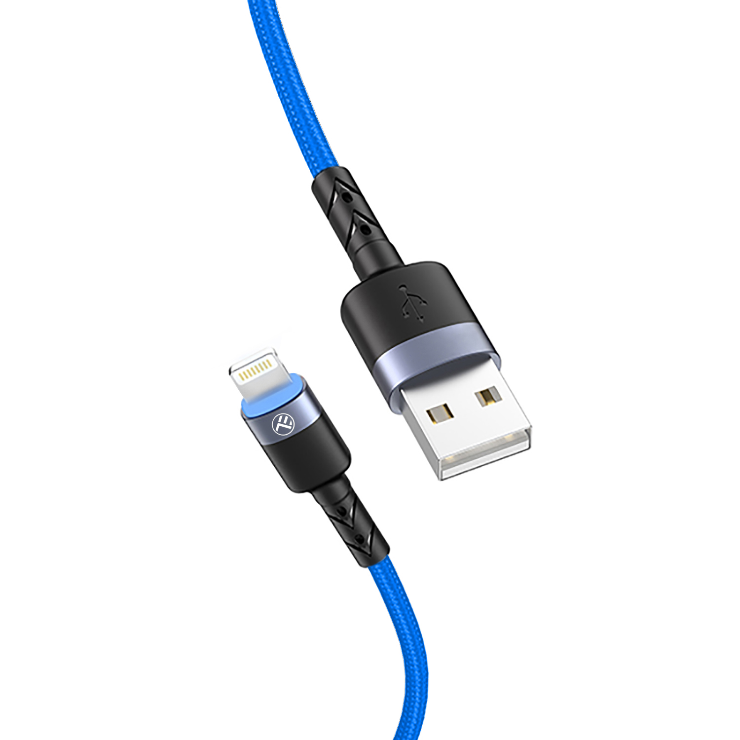 Cablu Date si Incarcare Tellur Lightning cu LED, 3A, Naylon, 1.2m, Albastru