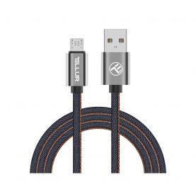 Cablu Date si Incarcare Tellur Micro-USB Denim, 1m, Viteza transfer date 480Mbps, Albastru