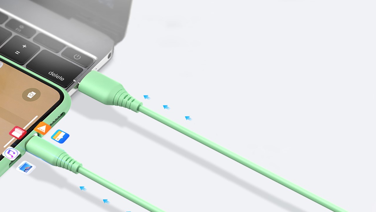 Cablu Date si Incarcare Tellur USB to Lighting, 5V, 3A, Viteza de transfer date 480 Mbps, 1m, Verde
