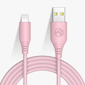 Cablu Date si Incarcare Tellur USB to Lighting, 5V, 3A, Viteza de transfer date 480 Mbps, 1m, Roz