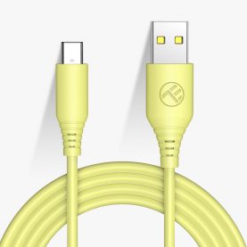 Cablu Date si Incarcare Silicon Tellur USB to Type-C, 5V/3A Max, 1m, Finisaj Silicagel, Galben