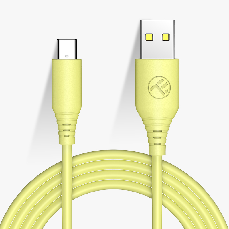 Cablu Date si Incarcare Silicon Tellur USB to Type-C, 5V/3A Max, 1m, Finisaj Silicagel, Galben