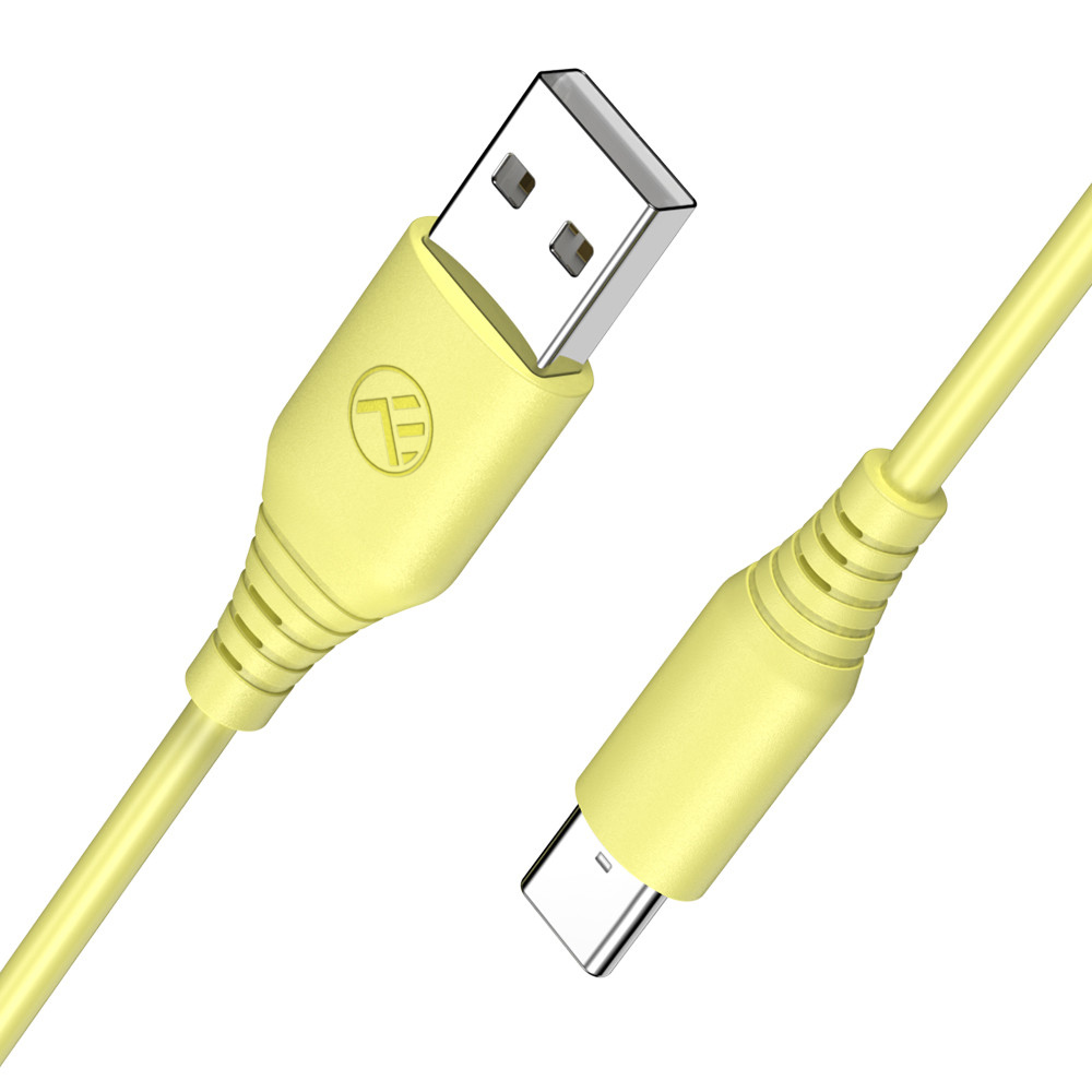 Cablu Date si Incarcare Silicon Tellur USB to Type-C, 5V/3A Max, 1m, Finisaj Silicagel, Galben