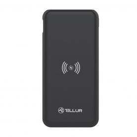 Baterie Externa Powerbank Tellur PDW102, 10.000 mA, Quick Charge 3, Fast Wireless, 18W, Design elegant, Negru