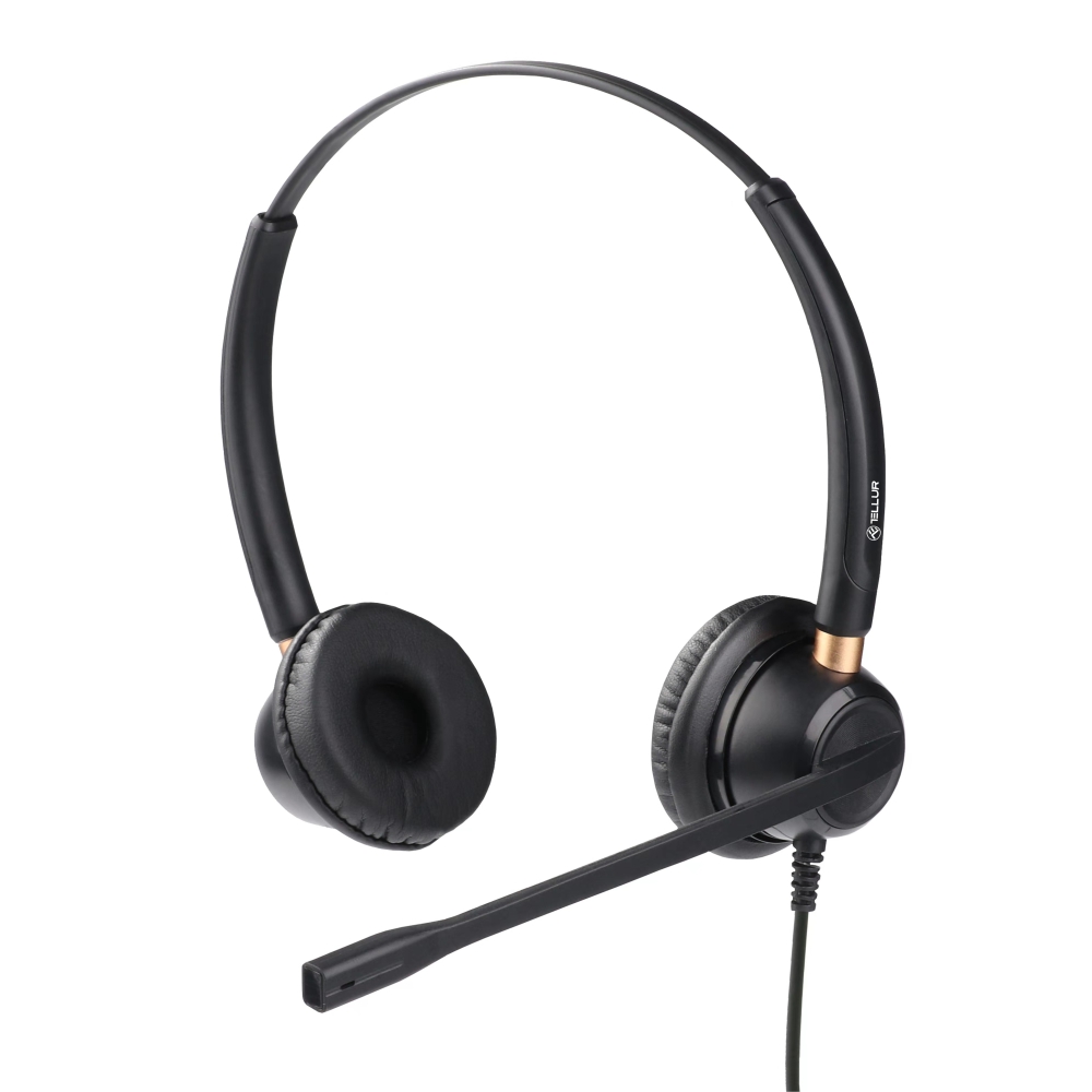 Casti cu Fir Call Center Tellur Voice 520N, Binaural, USB, Quick Disconect, Negru 520N imagine noua idaho.ro
