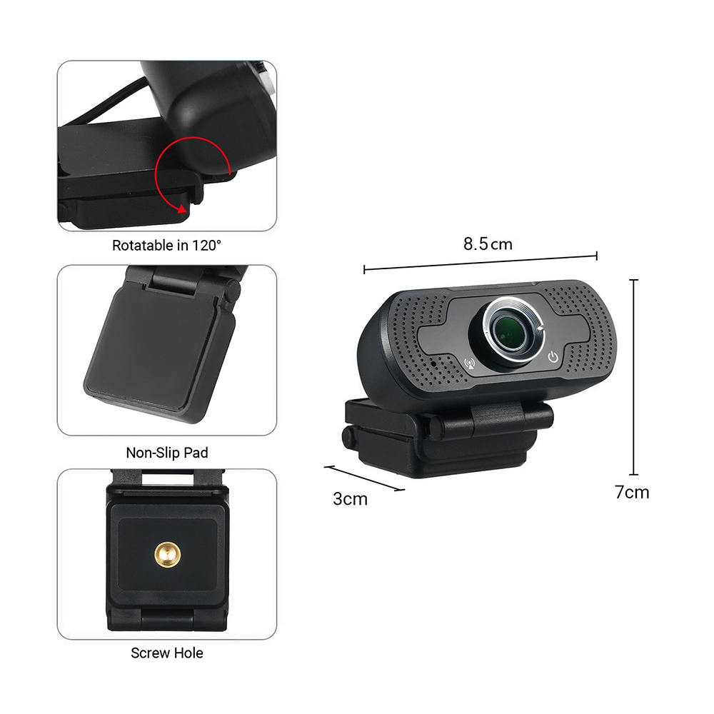 Camera web Tellur Basic Full HD, Ajustare focus manuala, USB 2.0, 1080P, Negru
