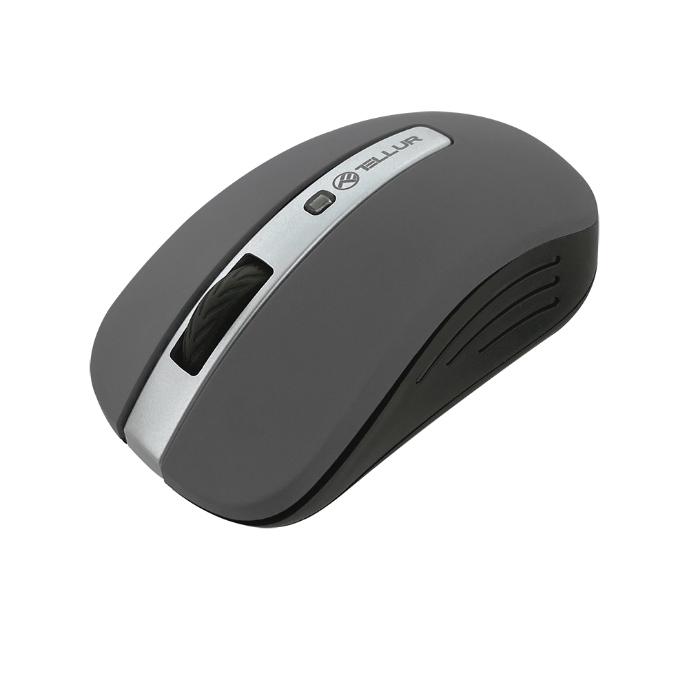Mouse Wireless Tellur Basic, Plug and Play, LED, 800-1600 DPI reglabil, 4 Butoane, Gri Inchis 800-1600 imagine noua idaho.ro