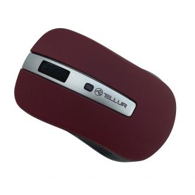Mouse Wireless Tellur Basic, Plug and Play, LED, 800-1600 DPI reglabil, 4 Butoane, Rosu Inchis