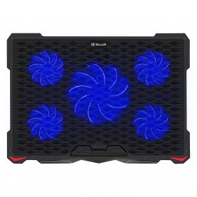 Cooling Pad Tellur Basic, 17.3″, 5 ventilatoare, Iluminare LED, 2 USB, Negru