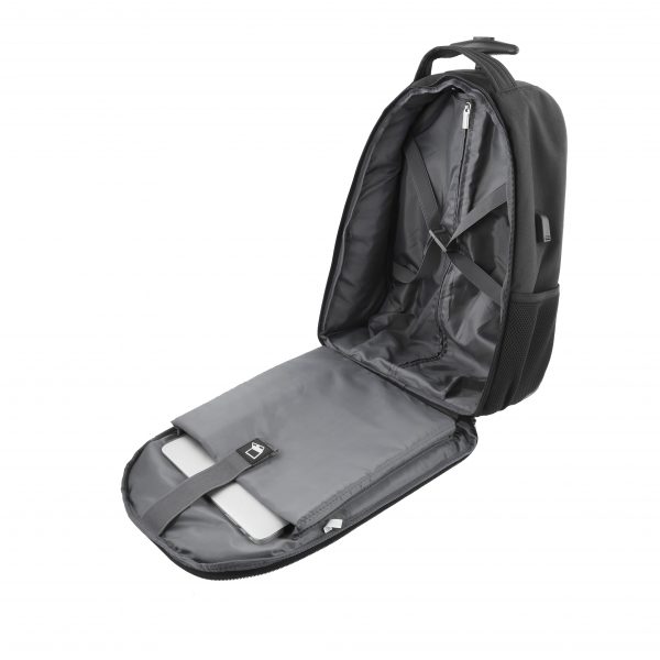 Troller Laptop Tellur Rolly 15.6″, USB, Maner telescopic, Roti de cauciuc, Negru