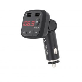 Modulator FM Bluetooth Tellur FMT-B1, Microfon incorporat, Bluetooth: 5.0 + EDR, 2 porturi USB, Negru