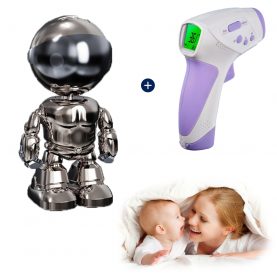 Pachet Promotional Video Baby Monitor Iron Man A160-B + Termometru Digital HT-668, Vedere nocturna, Monitorizare 360°, Control prin aplicatie, Slot MicroSD