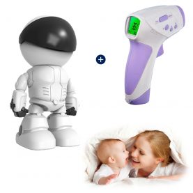 Pachet Promotional Video Baby Monitor Little White Man A160-W + Termometru Digital HT-668, Aplicatie, Smart Zoom, Microfon, Vedere nocturna