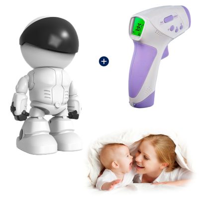 Pachet Promotional Video Baby Monitor Little White Man A160-W + Termometru Digital HT-668, Aplicatie, Smart Zoom, Microfon, Vedere nocturna