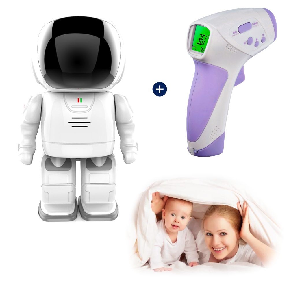 Pachet Promotional Video Baby Monitor Astronaut A180 + Termometru HT-668, Acumulator 6500 mAh, Monitorizare audio / video, Vedere nocturna, Slot MicroSD Xkids