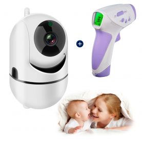 Pachet Promotional Video Baby Monitor B180 + Termometru Digital HT-668, Comunicare bidirectionala, Microfon, Vedere nocturna IR, Rotire camera