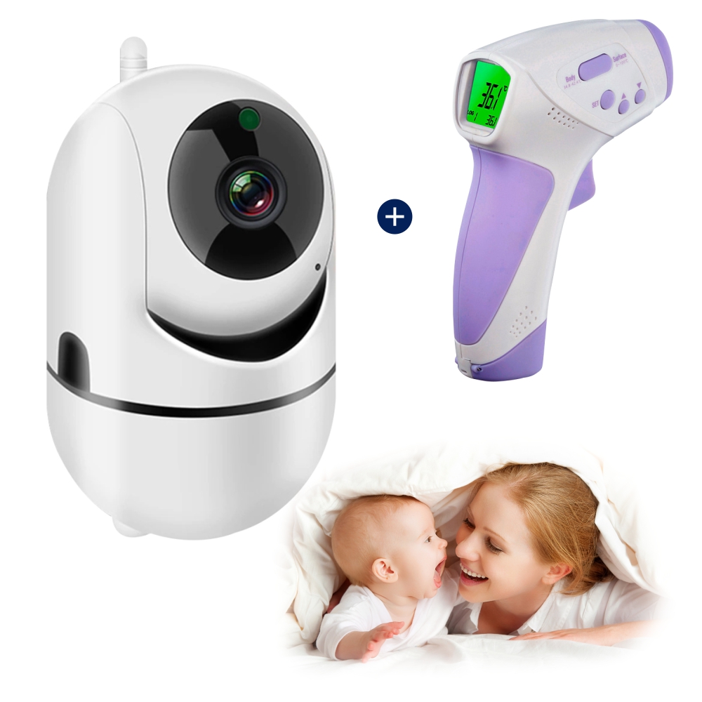 Pachet promotional video baby monitor b180 + termometru digital ht-668, comunicare bidirectionala, microfon, vedere nocturna ir, rotire camera