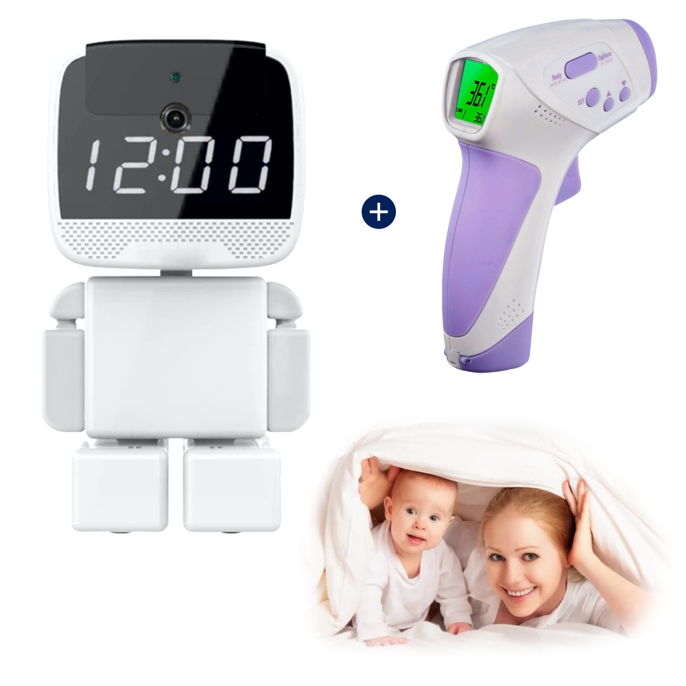 Pachet promotional video baby monitor cube a380 + termometru digital ht-668, monitorizare 360°, inregistrare full hd, vedere nocturna, slot microsd