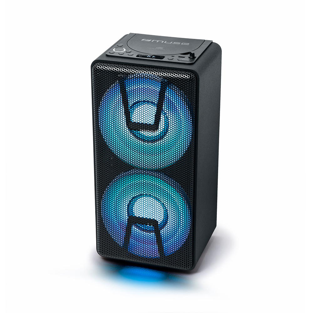 Boxa Bluetooth MUSE Party M-1820 DJ, 500W, Portabil, Baterie reincarcabila, Microfon inclus, Lumini colorate, Negru 500W imagine noua tecomm.ro