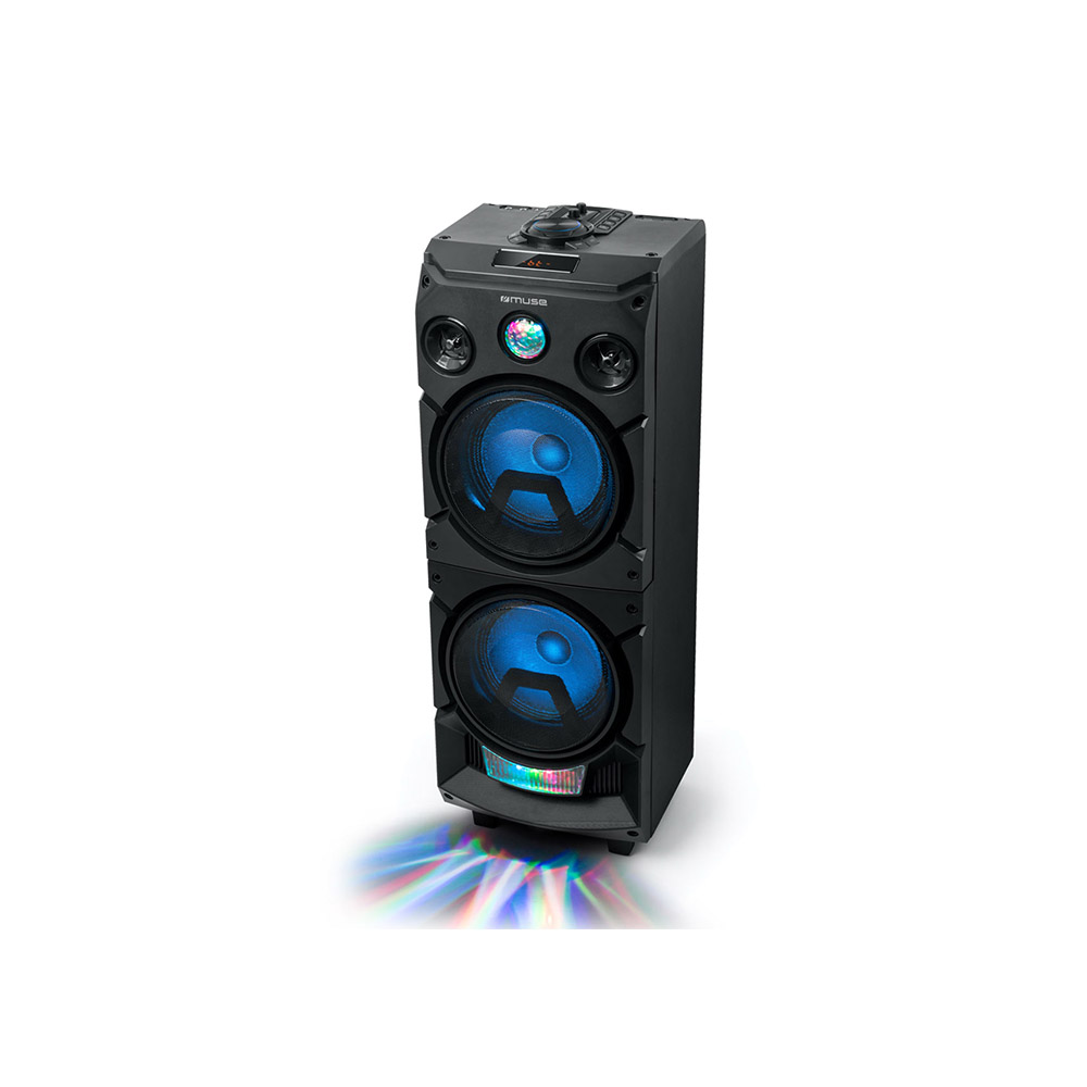 Boxa bluetooth muse party trolley m-1935 dj, telecomanda, microfon inclus, lumini si efecte blit, negru