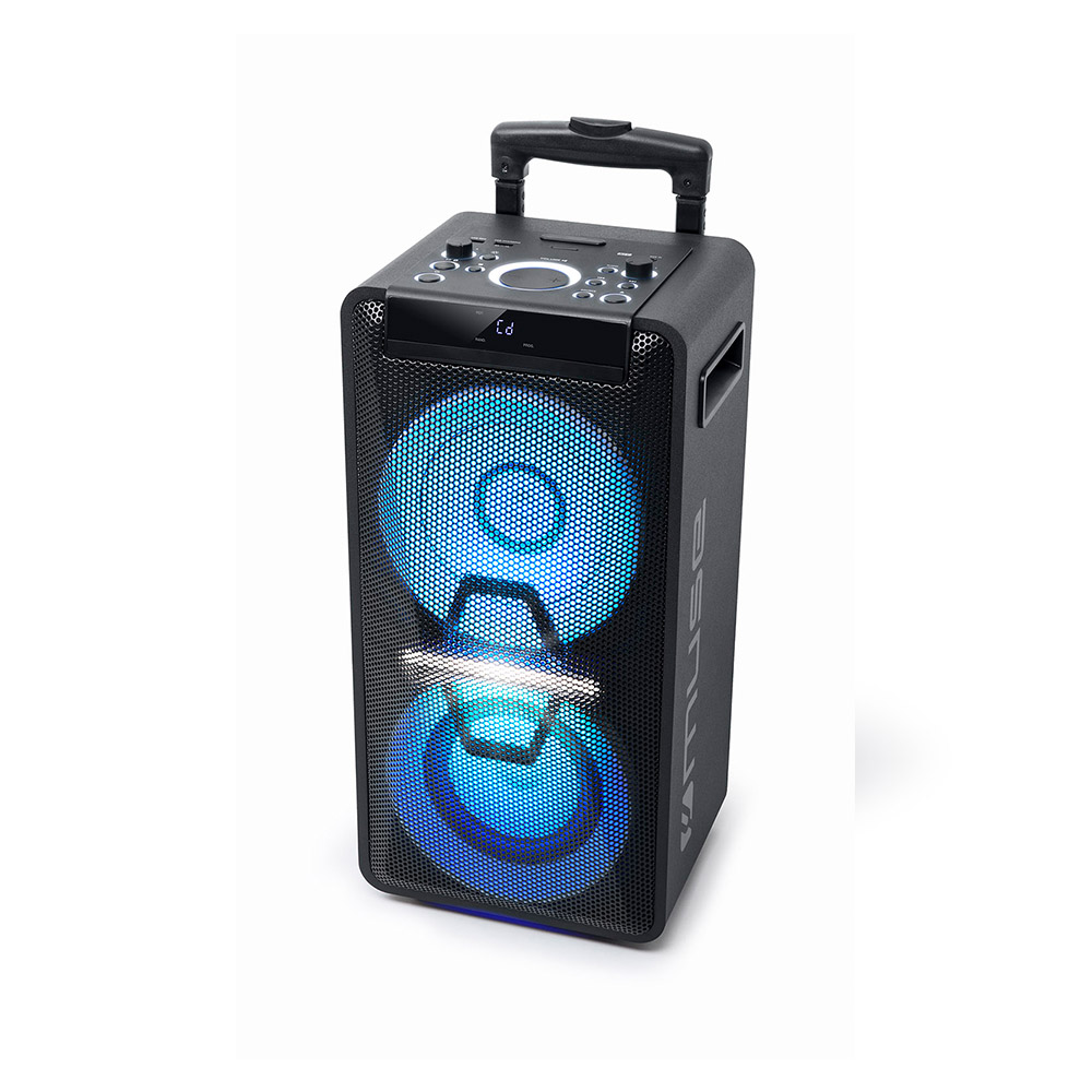 Boxa Bluetooth Party MUSE cu CD si Baterie M-1920 DJ, 300W, 2 x MIC Jack, 1 x Quitar Jack, MP3 Compatible, 1 x Microfon, Negru 300W imagine noua idaho.ro
