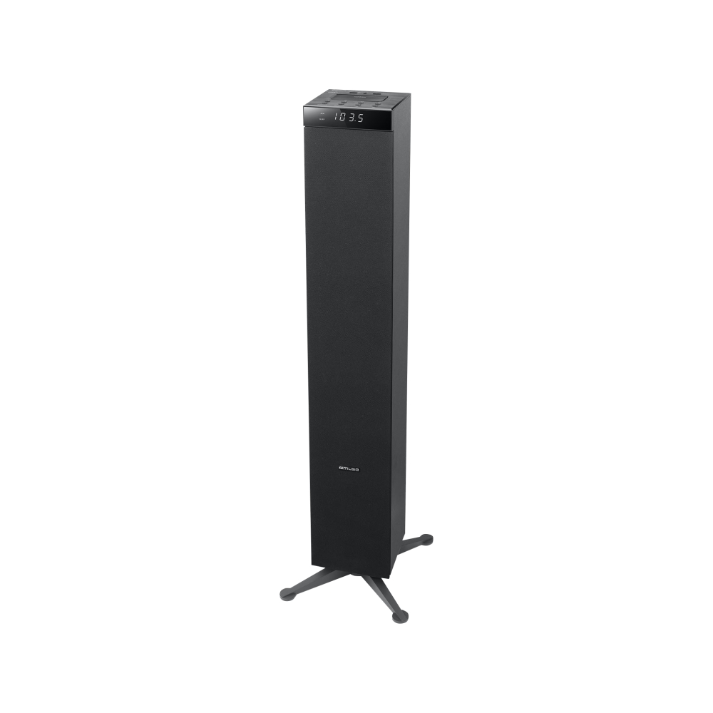 Boxa bluetooth tower muse m-1280 cu radio pll si port usb, 120w, inalte si bas reglabile, display led, negru