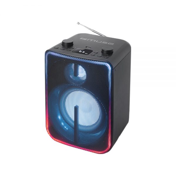 Boxa Bluetooth Party Box cu Baterie MUSE M-1802 DJ, 1800 mAH, 60W, Display LED, Lumini colorate, Negru