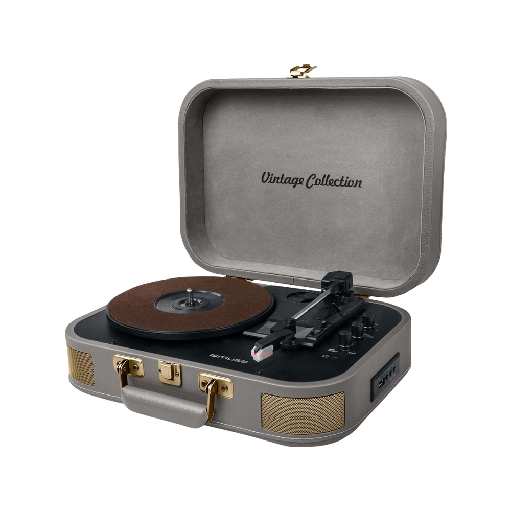 Pick-up MUSE MT-201 BTG Bluetooth, 2 x 5W, Comutator automat, 45 rpm, USB, Conexiuni multiple, Maro 5W imagine noua idaho.ro