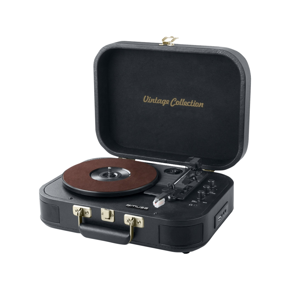 Pick-up MUSE MT-201 GLD Bluetooth, 2 x 5W, Comutator automat, 45 rpm, USB, Conexiuni multiple, Gri 5W imagine noua idaho.ro