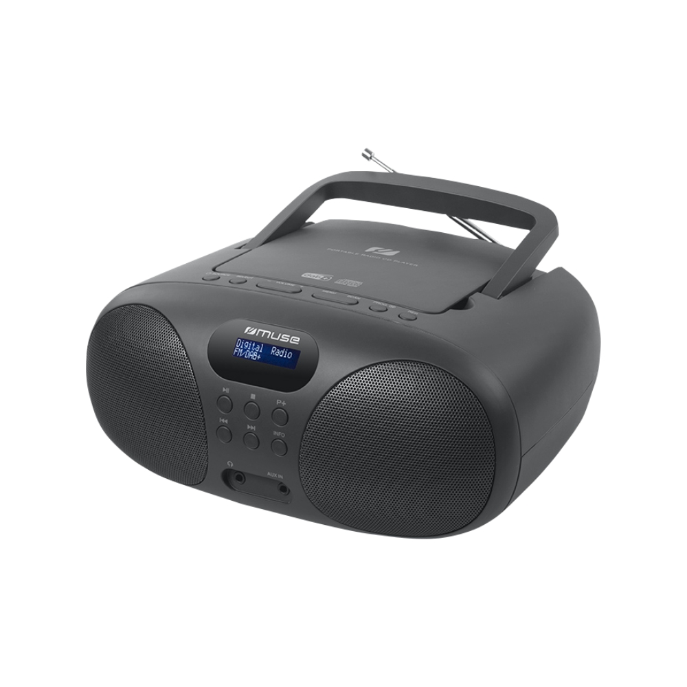 Radio Cd Player MUSE MD-208 DB, Afisaj LCD, 20 de posturi presetate, Mufa AUX, Negru afisaj imagine noua tecomm.ro