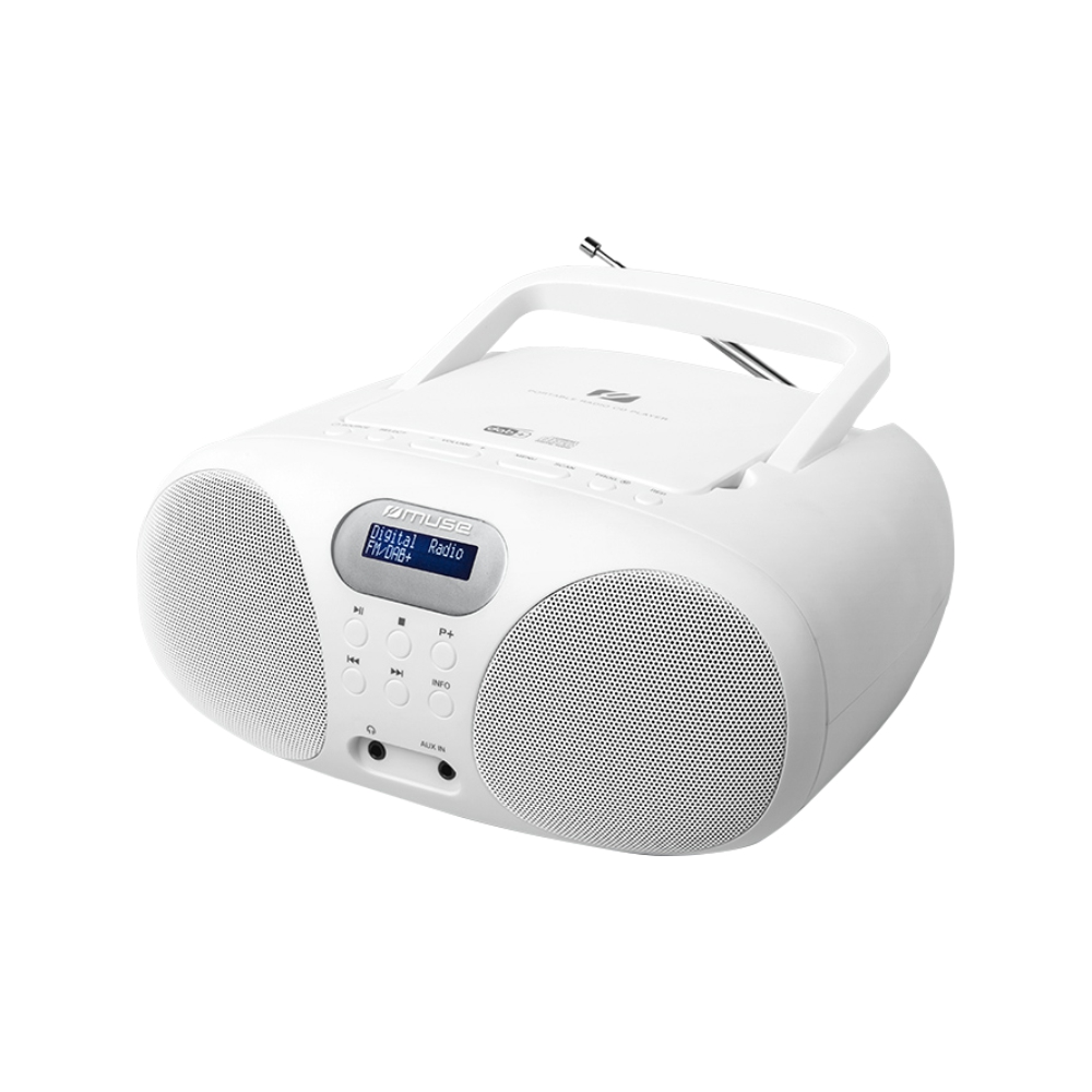 Radio Cd Player MUSE MD-208 DBW, Afisaj LCD, 20 de posturi presetate, Mufa AUX, Alb (Alb) imagine noua tecomm.ro