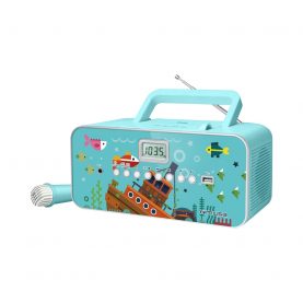 Radio CD Portabil MUSE M-29 KB, LCD Display, USB port, Microphone, Serie pentru copii, Albastru