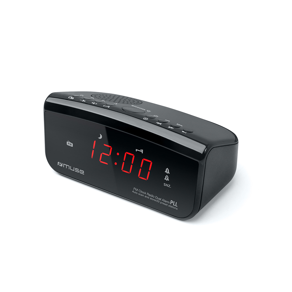 Radio Ceas cu Desteptator MUSE M-12 CR, Afisaj LED rosu, Alarma dubla, Negru (Rosu) imagine noua tecomm.ro